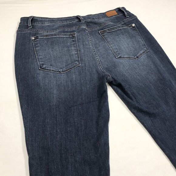 JUDY BLUE Skinny Jeans Women 34x28 Slim Fit Dark Wash Blue Distressed Fray Cuff - Picture 9 of 16